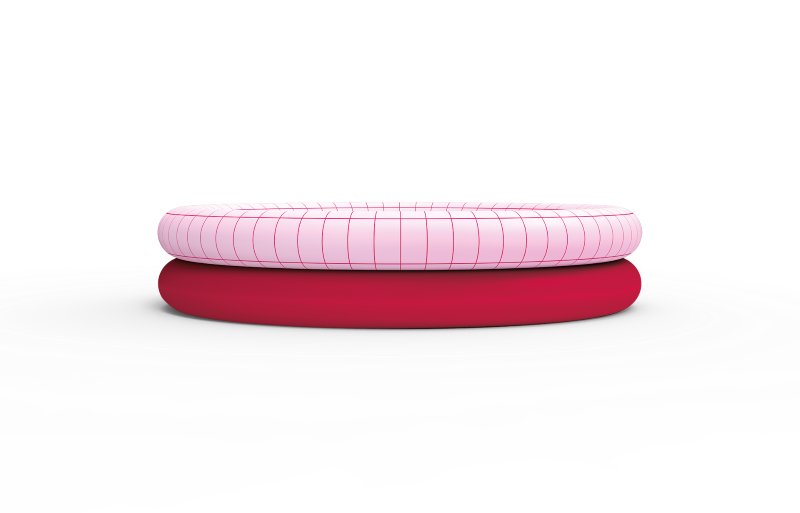 Dippy Inflatable Pool in Cherry Red, perfect for kids, 120x25cm, durable vinyl, vibrant aquatic graphics, and eco-friendly.