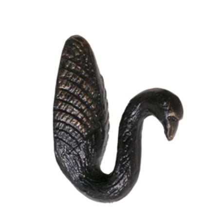 Elegant black and gold swan wall hook, 5x7x10cm, perfect for stylishly organizing coats and accessories.