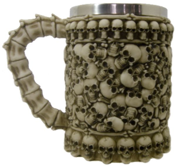 Skull Stainless Steel Mug featuring a striking skull design, perfect for coffee, tea, or cocktails, with double-wall insulation.