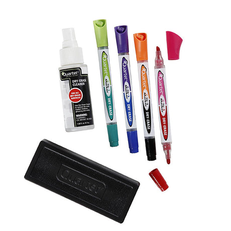 Quartet Whiteboard Accessory Kit with markers, eraser, and cleaner for maintaining dry erase boards for effective note-taking.