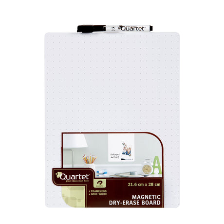 Quartet Whiteboard Magnetic Tile with white grid, 216x280mm, perfect for notes and reminders in any workspace.