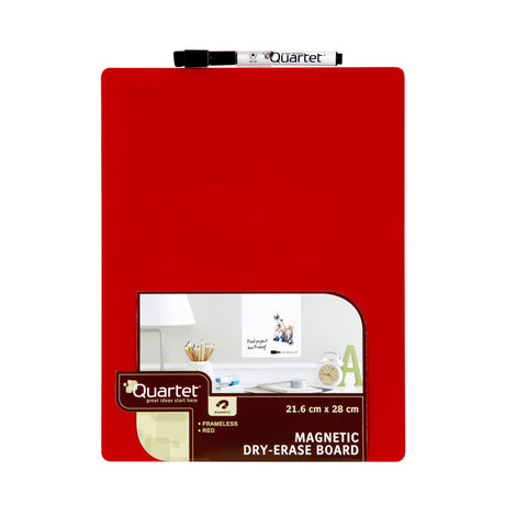 Red Quartet Whiteboard Magnetic Tile (216x280mm) for notes, reminders, and organizing in offices or classrooms.