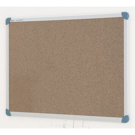 Quartet Penrite Alum Frame Corkboard 900x600mm, featuring self-healing cork for pinning notices and a slim design for easy wall mounting.