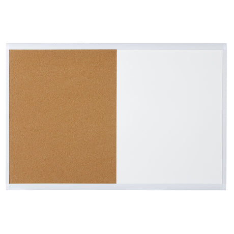 Versatile Quartet combo board with magnetic dry erase and cork surfaces for notes and reminders, ideal for home or office use.