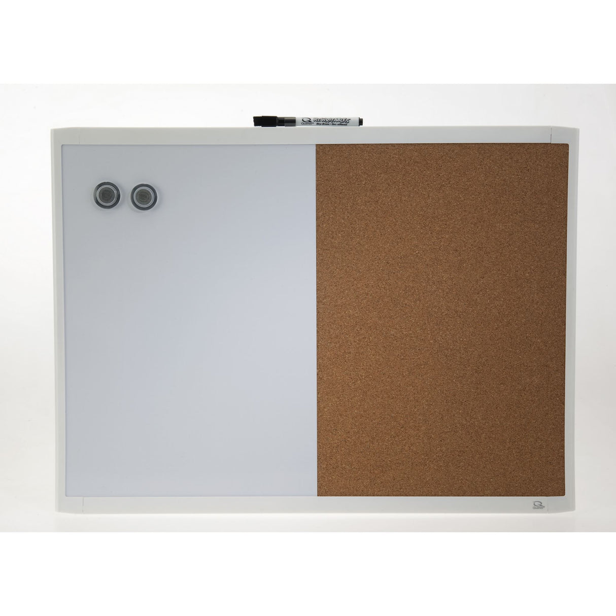 Multifunctional Quartet Basics Combo Board with magnetic dry erase and cork surfaces, ideal for home or office organization.