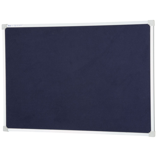 Quartet blue felt pinboard 1200x900mm features durable design, aluminium frame, ideal for pinning notices in offices or classrooms.