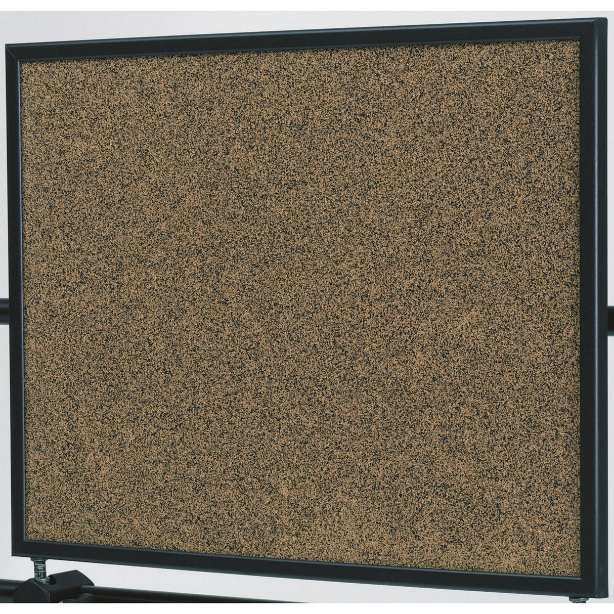 Stylish black-framed cork board with self-healing surface, measuring 900x600mm, includes 6 colorful push pins and mount kit.