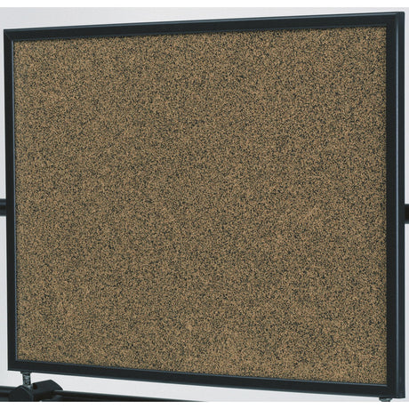 Stylish black-framed cork board with self-healing surface, measuring 900x600mm, includes 6 colorful push pins and mount kit.