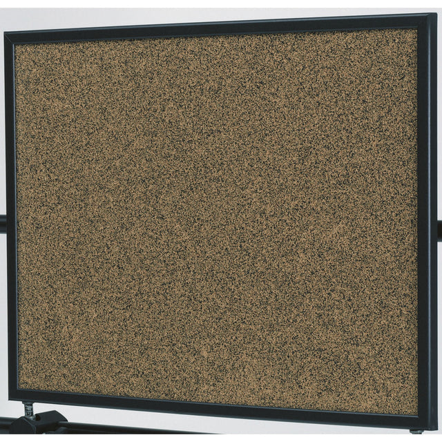 Stylish black-framed cork board with self-healing surface, measuring 900x600mm, includes 6 colorful push pins and mount kit.