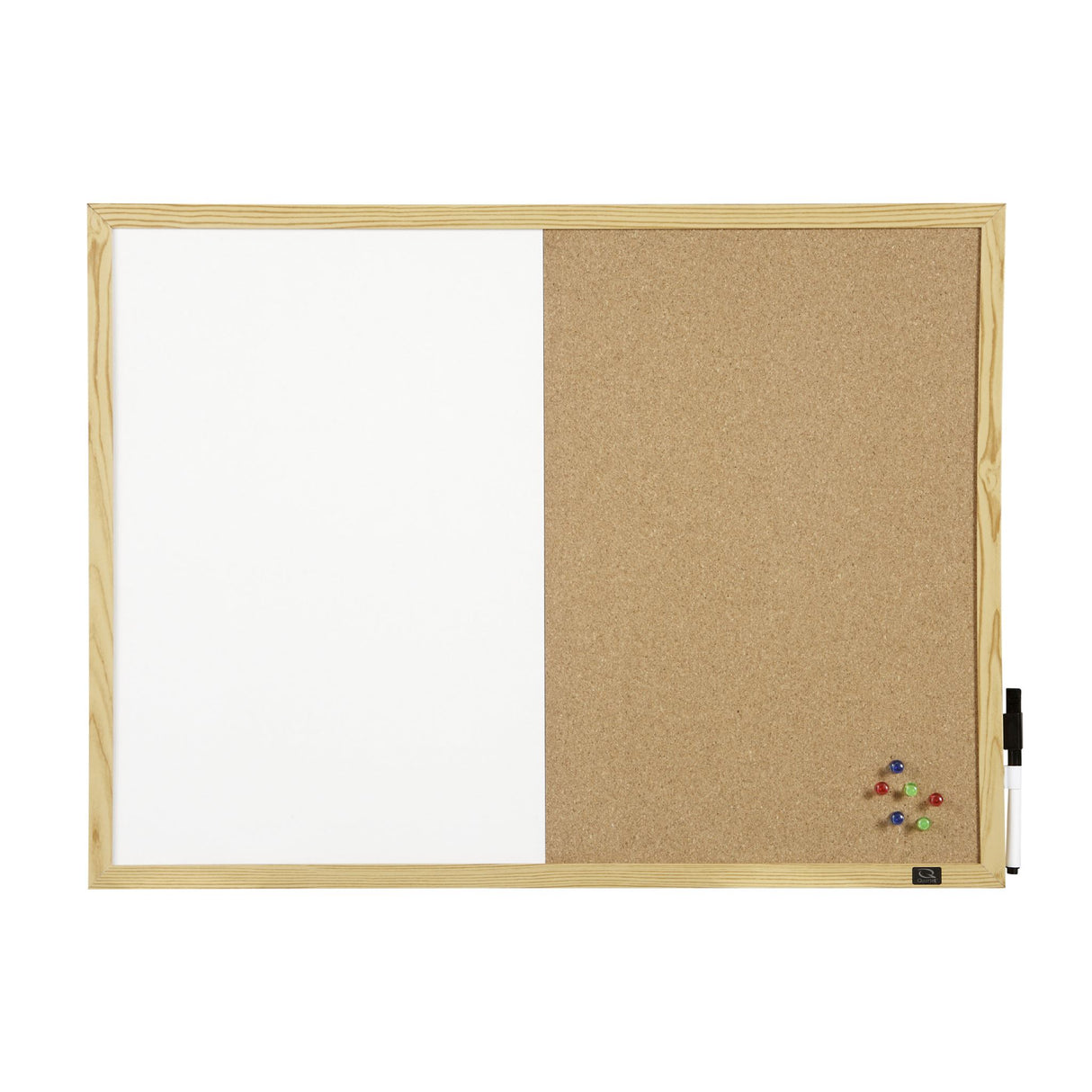 Quartet Pine Frame Combo Board 900x600mm, featuring cork and dry erase surfaces, ideal for planning in any workspace.