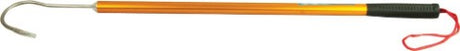 Gold anodised 600mm Alloy Gaff with a 100mm stainless steel hook, rubber handle, and lanyard for secure fishing.