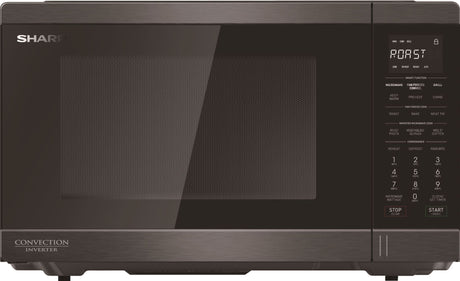 Microwave Sharp 1100W with 32L capacity, inverter technology, convection grilling, and 21 auto cook menus for versatile cooking.