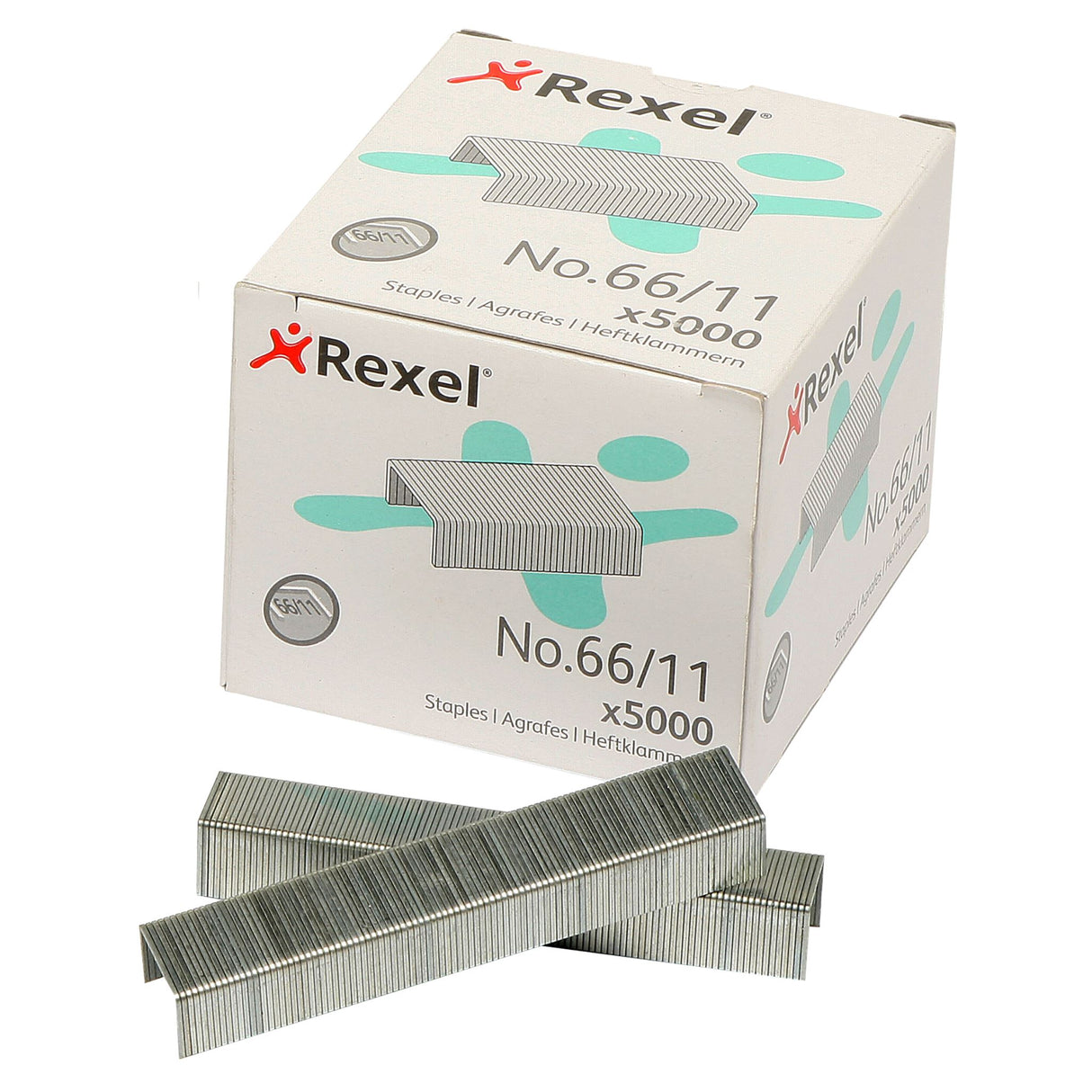 Box of 5000 Rexel No 66 staples, 11mm, made from high-quality steel for accurate, trouble-free stapling in any setting.