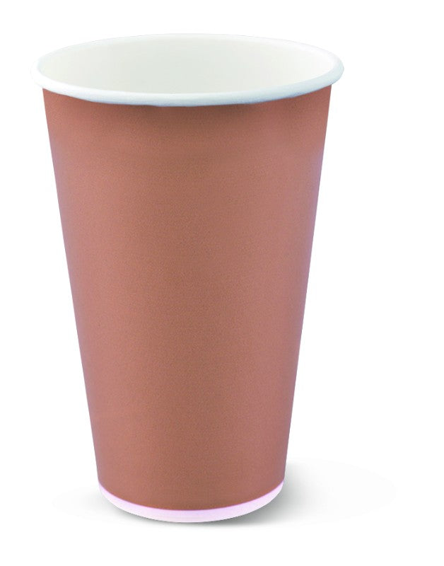 Premium 16oz brown single wall hot cups, pack of 15, designed for stylish and practical beverage service.