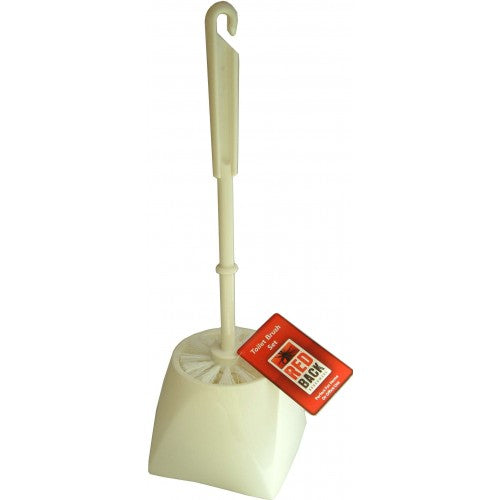 Plastic toilet brush with stand, 38cm tall, designed for compact spaces, ensuring hygiene and style in your bathroom.