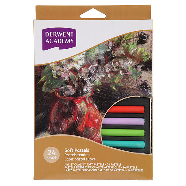 Derwent Acy Soft Pastels set of 24 features vibrant, blendable colors for artists, ideal for smooth application and shading.