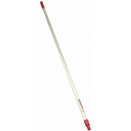 Red commercial mop handle, 150cm long, 25mm diameter, aluminum, ideal for heavy-duty use, conforms to industry color codes.