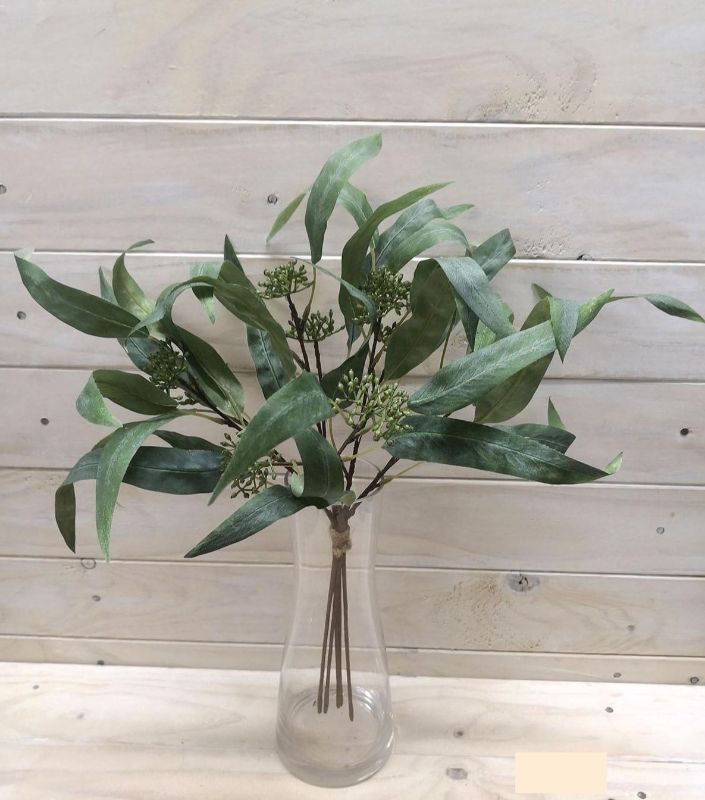 Needle Eucalyptus Bundle in royal green with five versatile stems, perfect for floral arrangements and home decor.