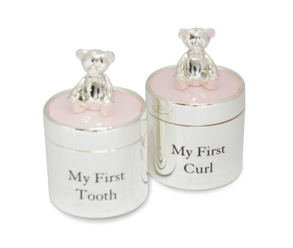SILVER PLATE TOOTH and CURL BOX - 4.8CM (PINK)