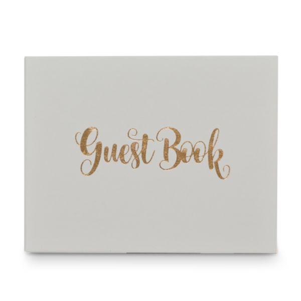 Exquisite white and gold guest book, 27 x 19CM, perfect for capturing memories at weddings and events.