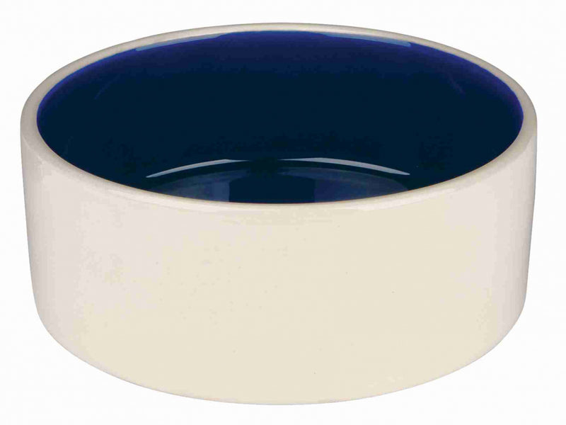 Pet Feeding Bowl - Stoneware Bowl - cream/blue 18cm