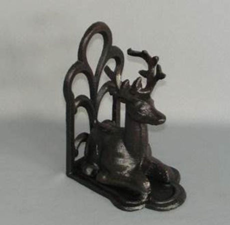 Elegant cast iron stag bookend/door stop, 23cm tall, blending rustic charm with functionality for stylish home decor.