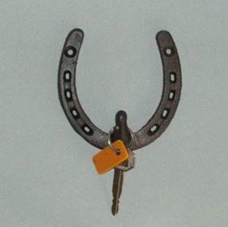 Single Horse Shoe Key Hook made of cast iron, showcasing rustic charm and vintage style for organizing keys.