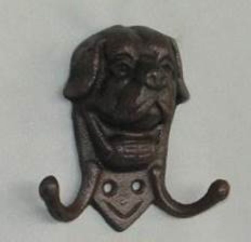 Wall-mounted Dog Double Key Hook in cast iron, featuring two dog silhouettes for stylish key and leash organization.