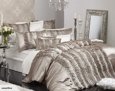 Luxurious Ravinda Champagne cushion cover, 65x65CM, elevates decor with soft texture and elegant hue. Perfect for any space.