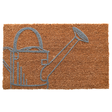 Coir doormat set featuring a whimsical watering can design, durable and eco-friendly, perfect for welcoming guests.