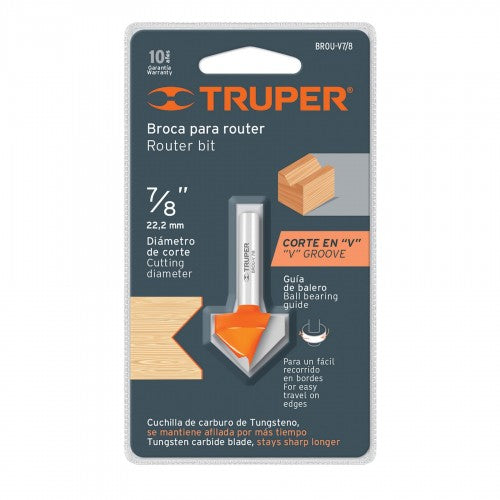 Router Bit- Truper V Groove (7/8")