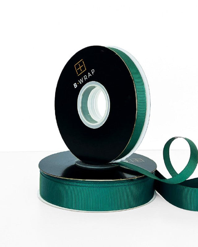 Durable 13mm grosgrain ribbon in lush Hunter Green, perfect for crafting, bows, and elegant embellishments, 30 meters long.