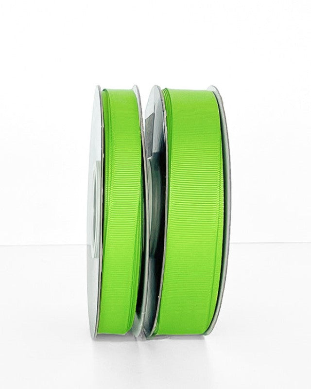 Vibrant lime grosgrain ribbon, 13mm wide and 30m long, ideal for crafting, gift wrapping, and creative projects.