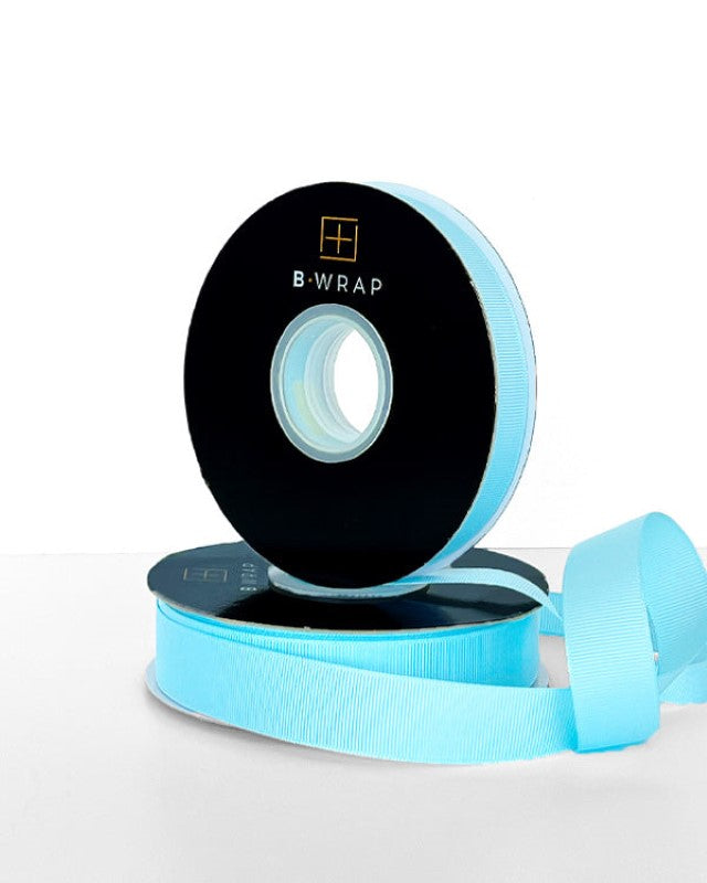 Pale blue 13mm Grosgrain ribbon, perfect for crafting, gift wrapping, and DIY projects with a textured and durable finish.