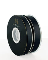 Black grosgrain ribbon, 22mm wide and 30m long, ideal for crafting, gift wrapping, and embellishments with a luxurious finish.