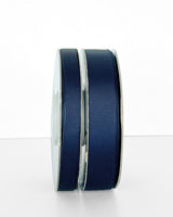 Navy grosgrain ribbon, 22mm wide by 30m long, perfect for gift wrapping and DIY crafts with a durable, elegant texture.