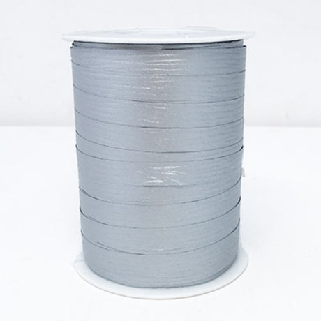 High-quality 10mm silver curling ribbon, 250 meters long, perfect for elegant gift wrapping and creative decorations.