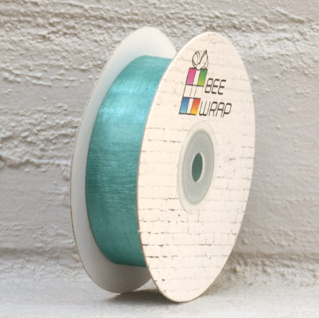 JADE organza ribbon, 25mm x 50m, perfect for elegant gift wrapping and crafts, with a delicate sheer finish.