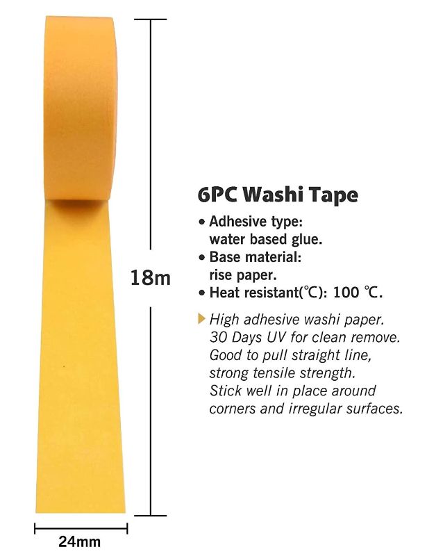 Masking Tape Washi - Low Tack 24mm x 18m (6 Roll Pack)