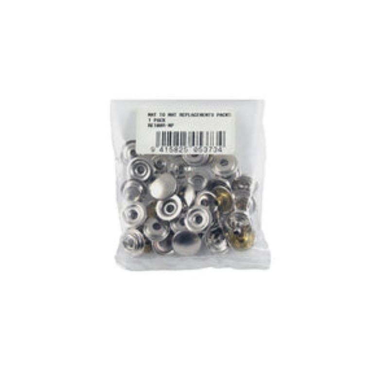 Durable brass nickel plated fasteners in a 10-set replacement pack for versatile crafting and repair projects.