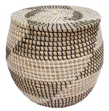 Seagrass basket featuring plastic weaving, ideal for stylish organization and elegant home decor, 290mm x 290mm.