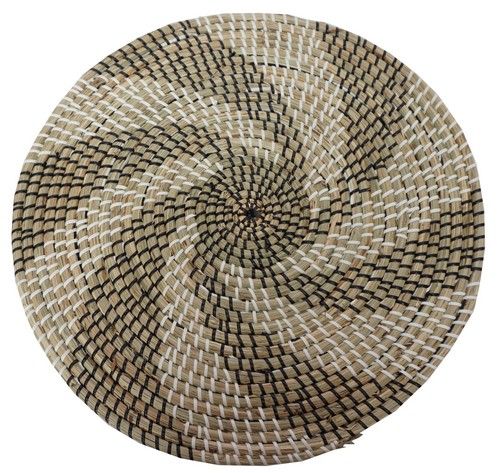 Natural seagrass placemat with plastic weaving, 450mm, perfect for enhancing any dining decor with elegance and functionality.