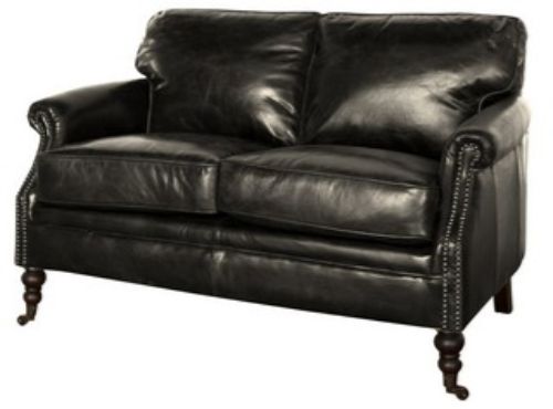 Sofa Leather - 2 Seater Winchester  Belon Black