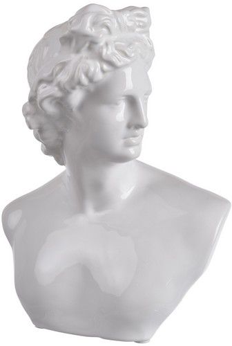 Large Julian Bust Statue in glossy white ceramic, showcasing classic elegance for enhancing modern and traditional decor.