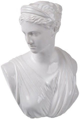 Jolie Bust Statue - Medium: elegant ceramic bust with glossy white glaze, ideal for enhancing contemporary and traditional decor.