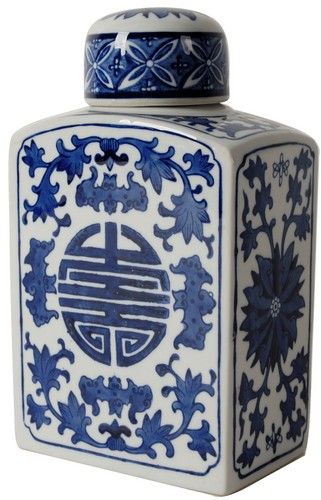 Blue and white decorative lidded jar by Rembrandt, ideal for storage and enhancing home decor with intricate designs.