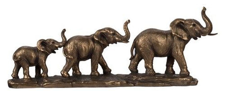 Intricately designed Elephant Family Statue featuring three playful elephants, perfect for enhancing home decor.