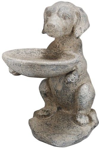 Magnesium bird feeder shaped like a dog, adding unique charm and style to any outdoor space.