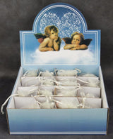 Set of 16 adorable baby cherubs in resin, perfect for home decor and gift-giving, elegantly packaged in a display box.