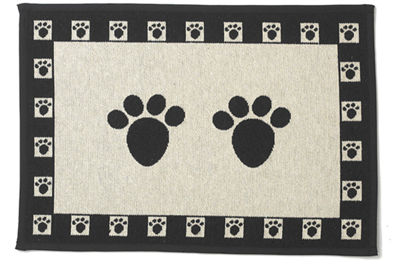 Dog Feed Place Mat - Black Paws